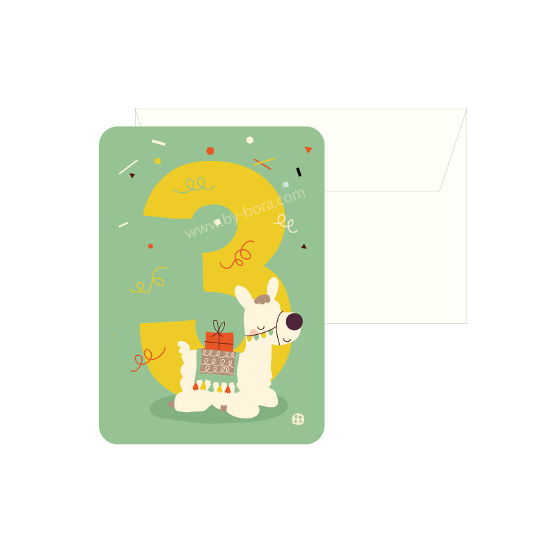 Kaart met envelop - 3 Alpaca