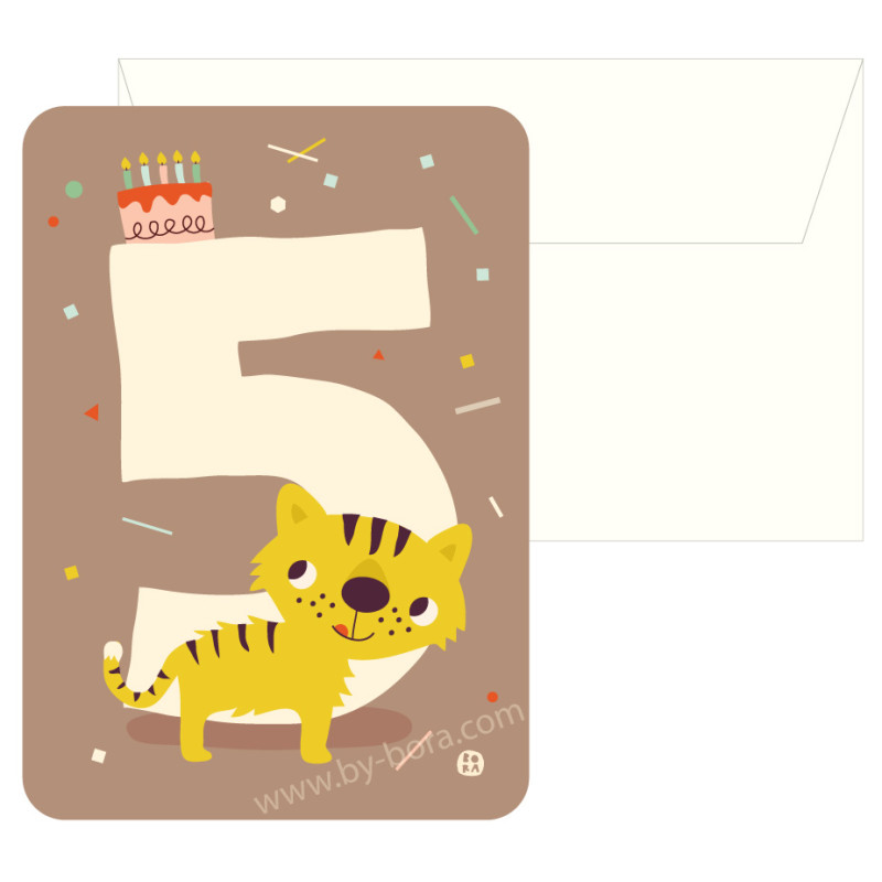 Kaart met envelop - 5 Tiger Kaart met envelop - 5 Tiger