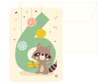 Kaart met envelop - 6 Raccoon