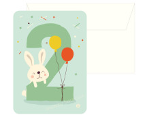 Kaart met envelop - 2 Bunny