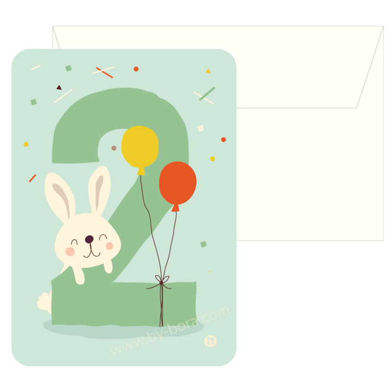 Kaart met envelop - 2 Bunny