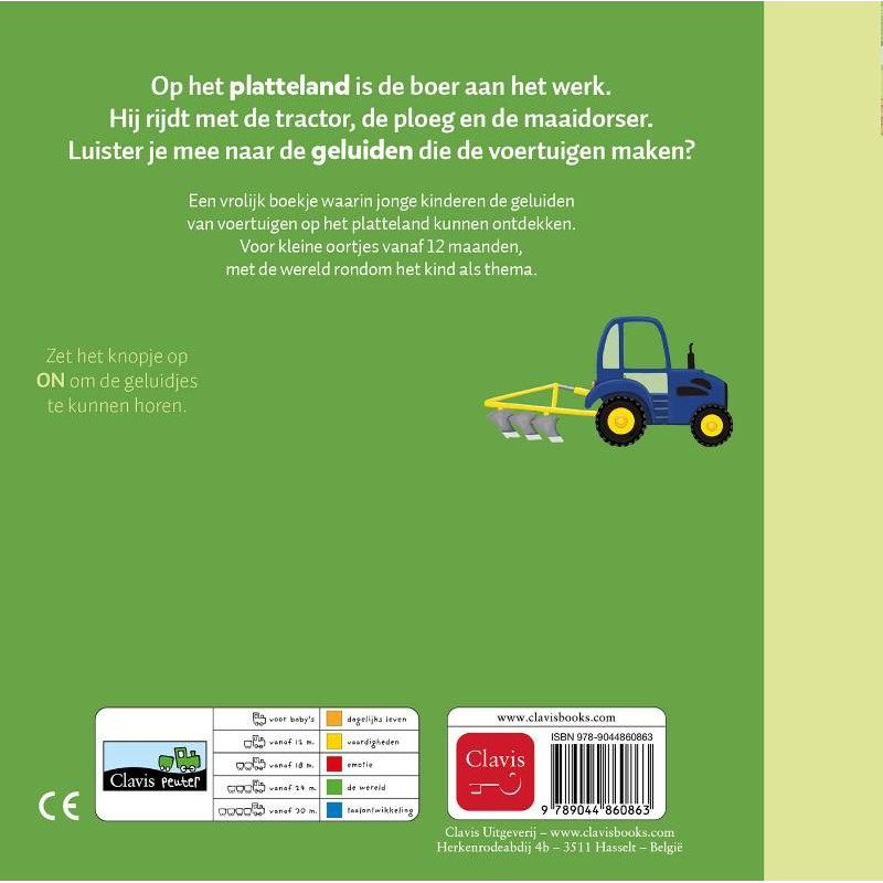 Dag tractor en andere voertuigen. Geluidenboekje
Dag tractor en andere voertuigen. Geluidenboekje