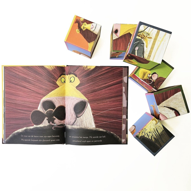 De leeuw in de muis boek en blokpuzzel De leeuw in de muis boek en blokpuzzel