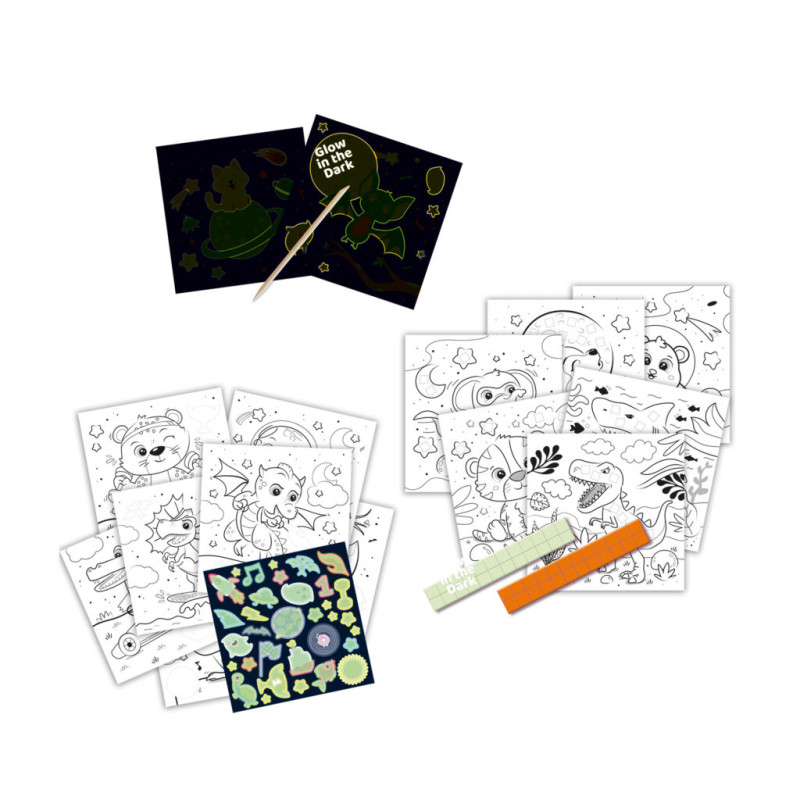 Doe kleurboek glow in the dark 3 in 1 Doe kleurboek glow in the dark 3 in 1
