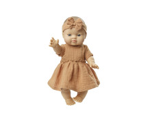 Jurk met ruches en haarband caramel (28-35cm)