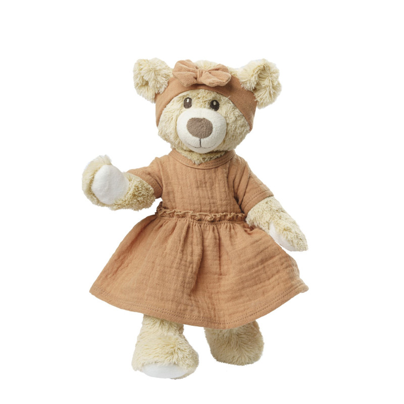 Jurk met ruches en haarband caramel (35-45cm) Jurk met ruches en haarband caramel (35-45cm)