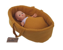 Poppendraagmand ochre mousseline