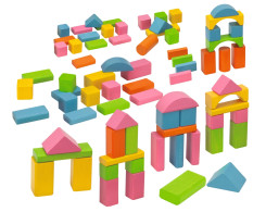 Houten blokken gekleurd (75 st.)