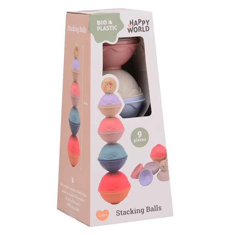 Happy World bio plastic stapelballen in doos Happy World bio plastic stapelballen in doos
