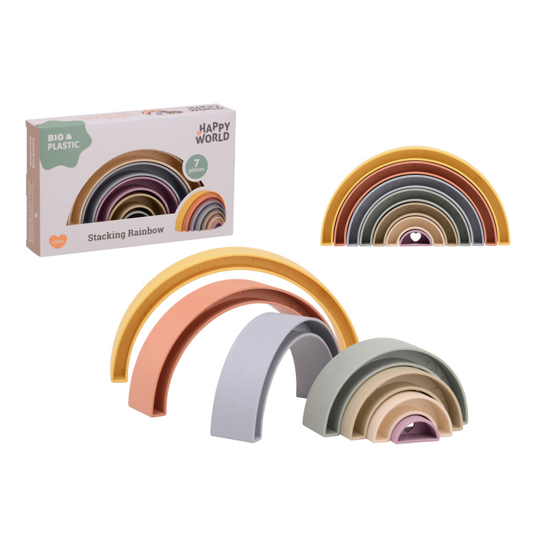 Happy World bio plastic stapel regenboog Happy World bio plastic stapel regenboog