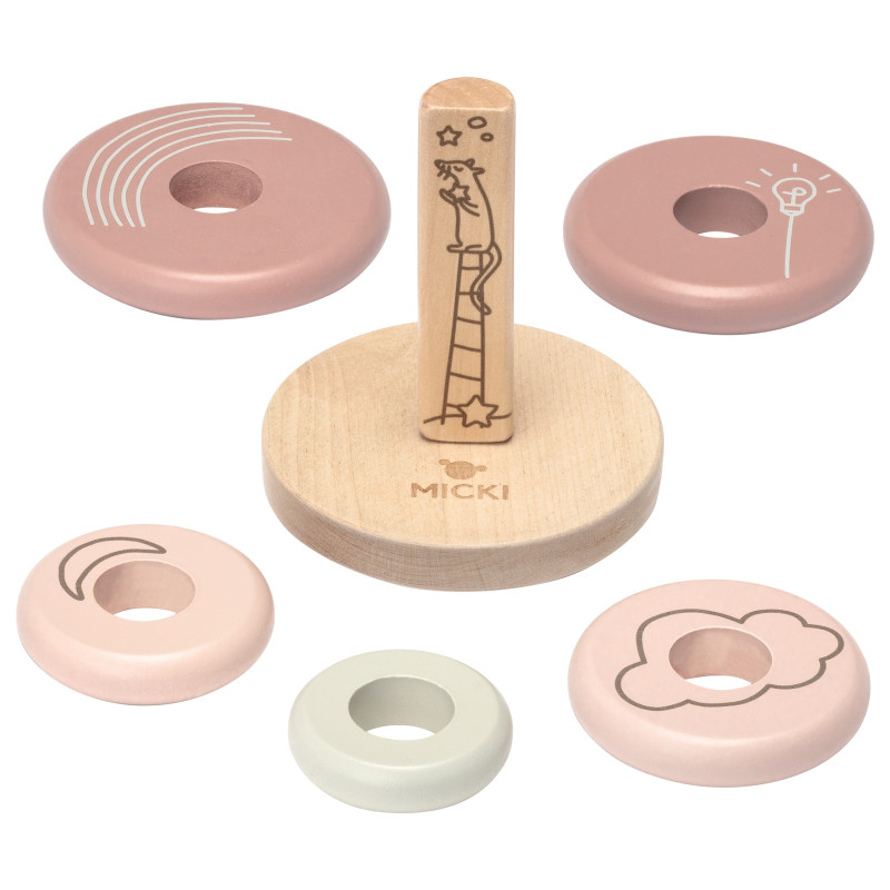 Houten stapelring (roze) Houten stapelring (roze)
