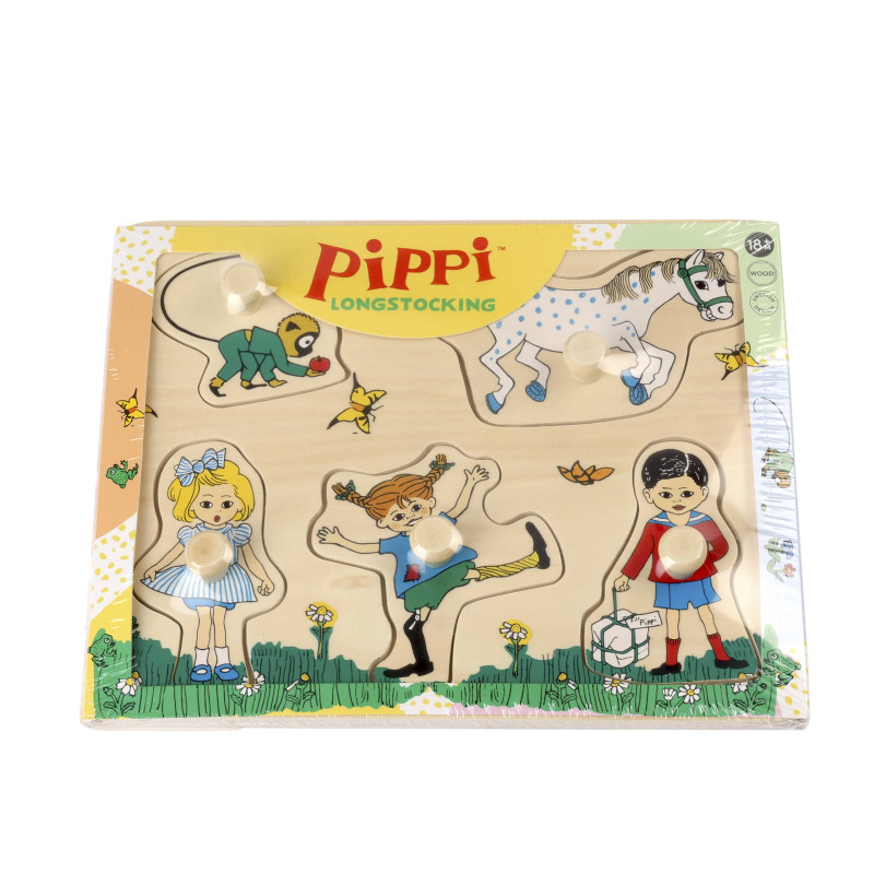 Pippi Langkous - Houten knoppuzzel (5 stukjes)