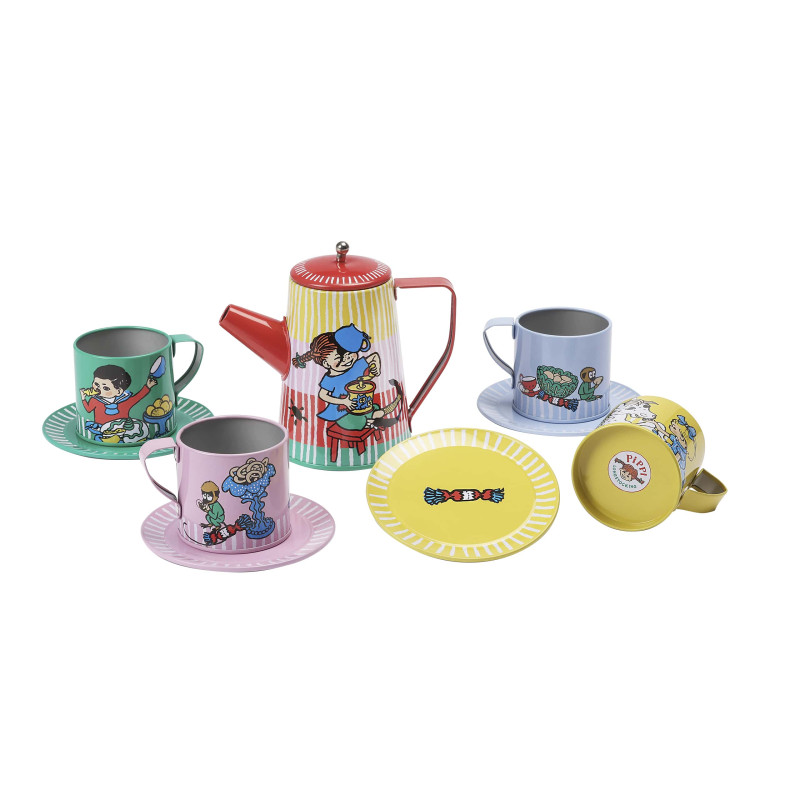 Pippi Langkous - Tinnen theeservies Pippi Langkous - Tinnen theeservies