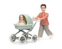 Set - Speelfiguur man met kinderwagen en baby Set - Speelfiguur man met kinderwagen en baby
