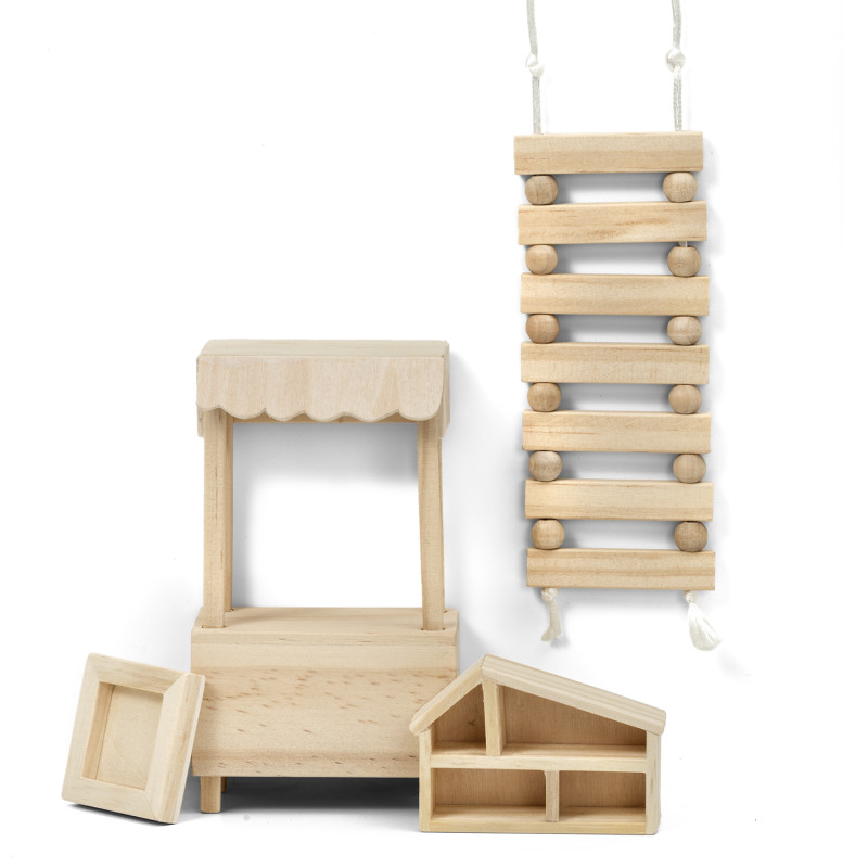 Houten poppenhuismeubels DIY - spelenset Houten poppenhuismeubels DIY - spelenset