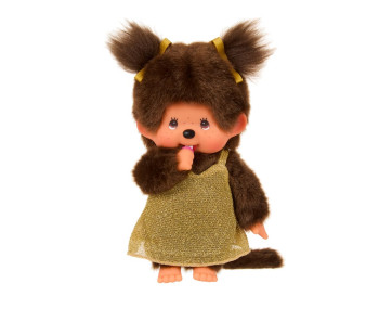 Meisje in gouden glitterjurk (20 cm)