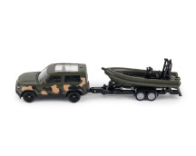 Land Rover Defender with military recue boat