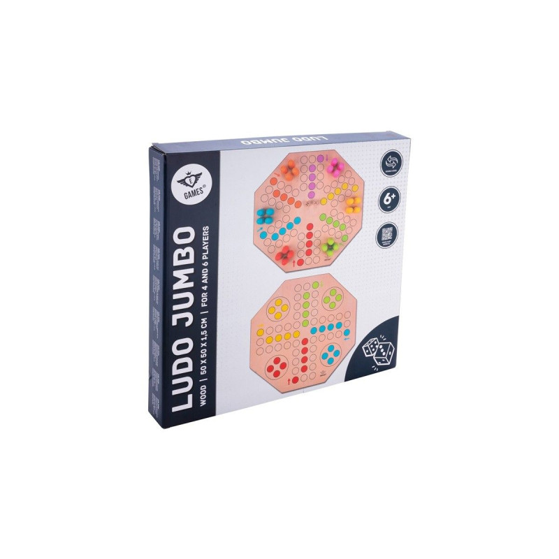 Houten Ludo spel, jumbo (50x50 cm) Houten Ludo spel, jumbo (50x50 cm)