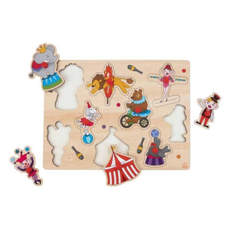 Houten knoppuzzel klein (circus)