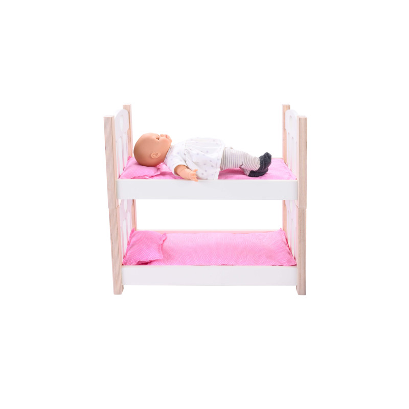 Poppen stapelbed roze/wit