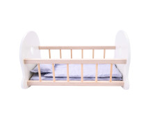 Poppen schommelbed grijs/wit