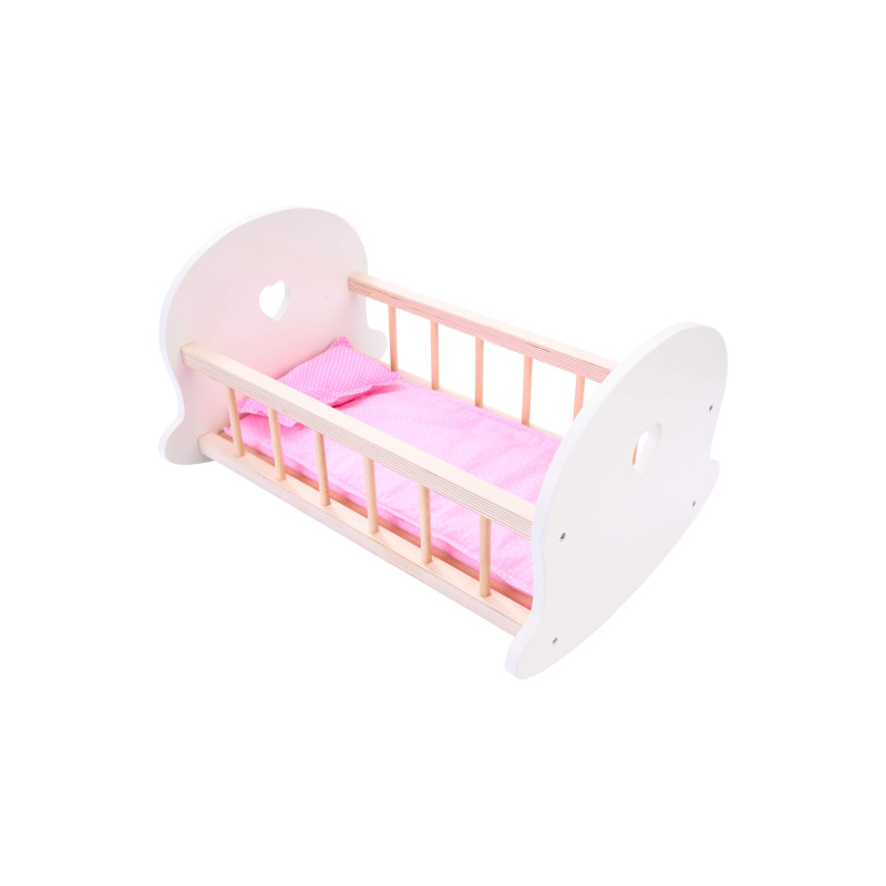 Poppen schommelbed roze/wit Poppen schommelbed roze/wit