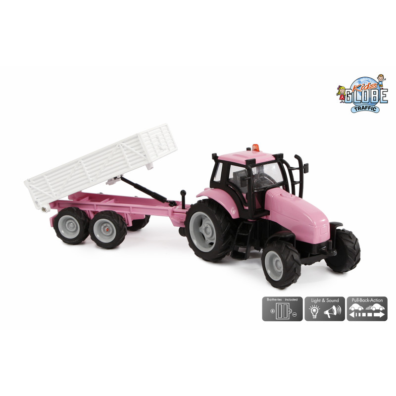 Tractor met aanhanger (roze) Tractor met aanhanger (roze)
