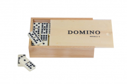 Dominospel (Dubbel 9) in houten kistje