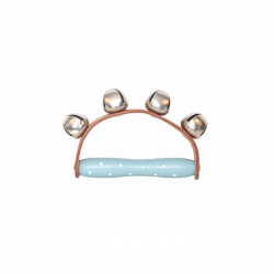 Houten bellenkrans (blauw/stip)