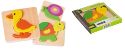 Houten dierenpuzzel (3 ass.)