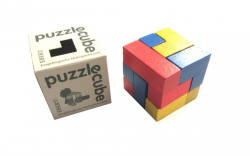 Houten puzzel kubus (gekleurd)