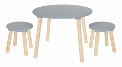 Houten tafel met twee krukjes (grijs)