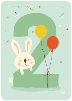 Kaart met envelop - 2 Bunny