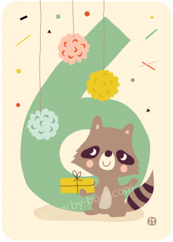 Kaart met envelop - 6 Raccoon