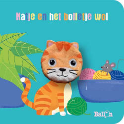 Kartonboek met vingerpopje: Katje en het bolletje wol