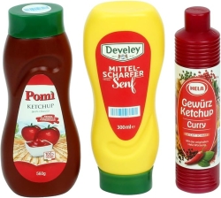 Ketchup-, mosterd- en mayonaisefles (3 stuks)