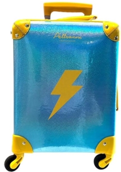 Koffer glitter blauw bliksem 16 inch