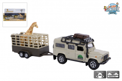 Land Rover met giraffe-trailer