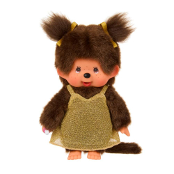 Meisje in gouden glitterjurk (20 cm)
