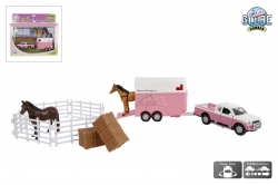 Mitsubishi met paardentrailer roze set