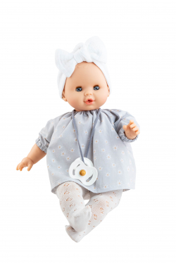 Pop Sonia (lichtgrijs/bloem) met mechanisme (36 cm)