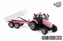 Tractor met aanhanger (roze)