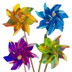 Transparante molen met holografisch effect 45 cm (houten stok)



