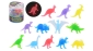 Glow in the dark gekleurde dino's in koker, 12 stuks