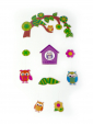 Houten mobile uiltjes