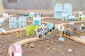 Houten snelweg met accessoires (blauw)