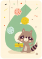 Kaart met envelop - 6 Raccoon