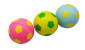 Mixballen, soft foam (blauw,roze,geel met voetbalprint)
