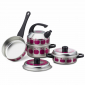Pannenset groot (retro zilver/appeltjes)