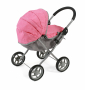 Poppenwagen Lilli (koraalroze/grijs)